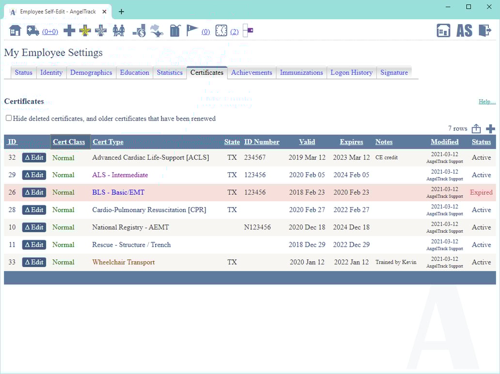 Certificate Management for Crew Members in AngelTrack